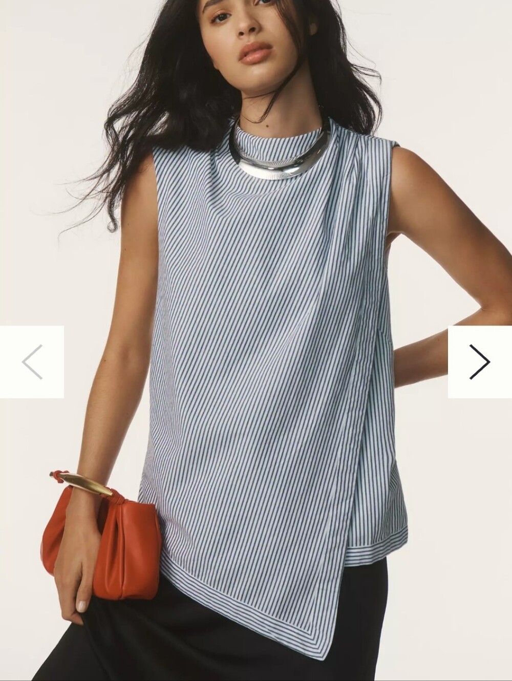 Anthropologie Maeve Sleeveless Cowl-Neck Asymmetric Blouse Stripe Size XS